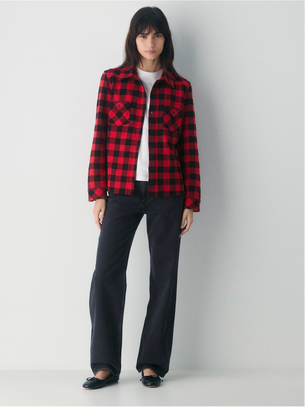 TNA Red & Black Plaid Flannel Shirt Jacket - Picture 2 of 3